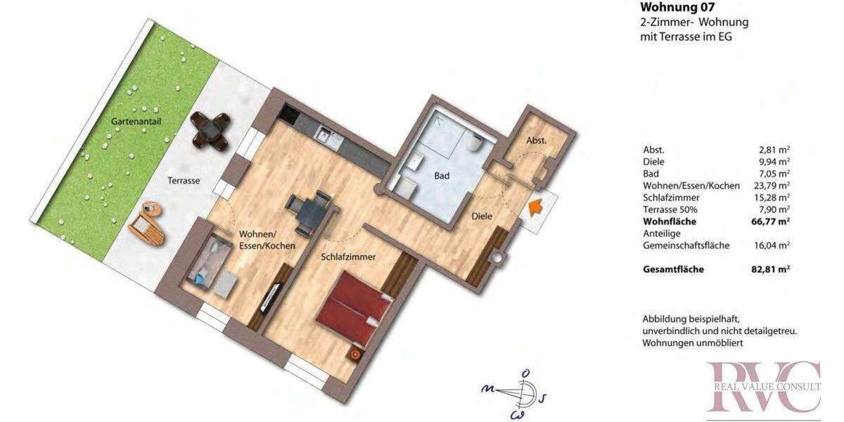 Terrassenwohnung Waging am See Fisching - 2 Zimmer, 66 m&sup2;, 1.200&euro; | Angebot:25878888