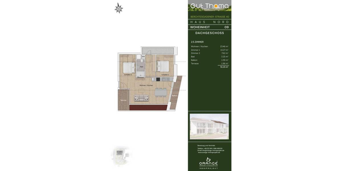 Etagenwohnung Bayerisch Gmain - 2 Zimmer, 51 m&sup2;, 383.000&euro; | Angebot:25957284