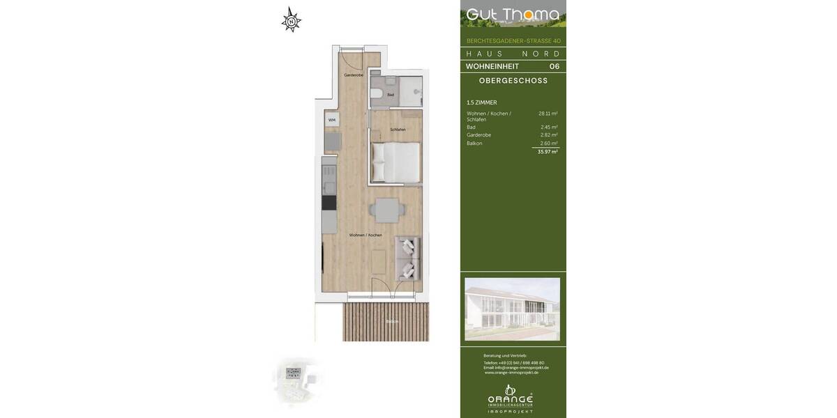 Etagenwohnung Bayerisch Gmain - 1 Zimmer, 36 m&sup2;, 290.000&euro; | Angebot:26105420