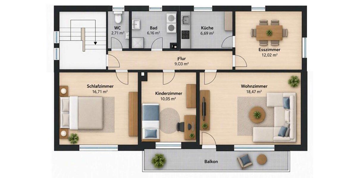 Etagenwohnung Garching an der Alz - 3 Zimmer, 80 m&sup2;, 760&euro; | Angebot:27616701