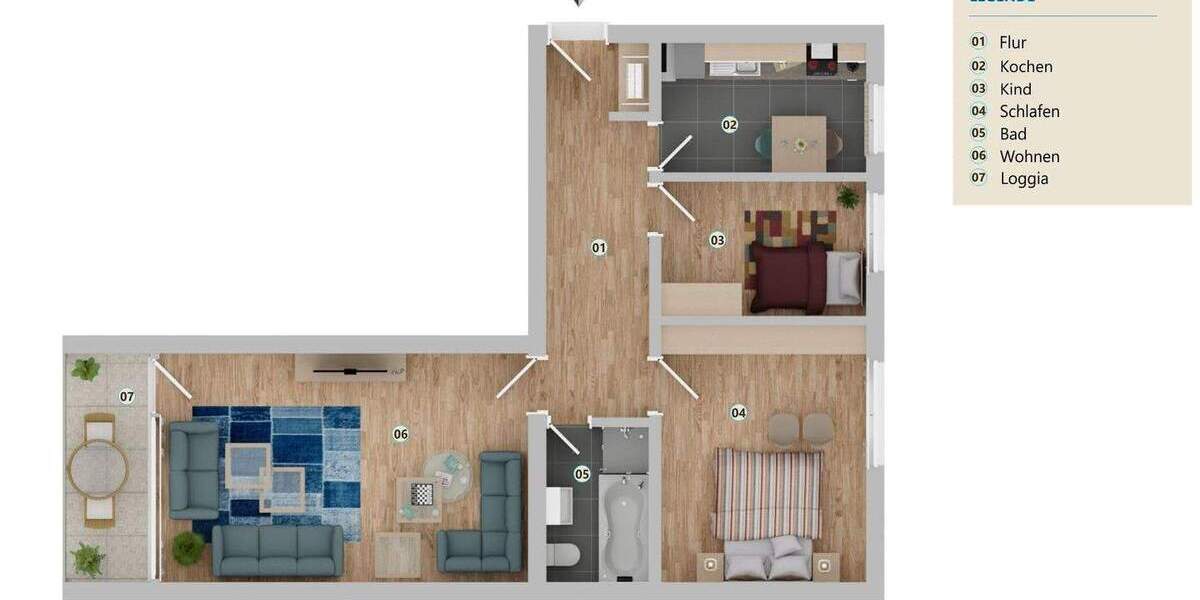 Etagenwohnung Bad Reichenhall Karlstein - 3 Zimmer, 67 m&sup2;, 290.000&euro; | Angebot:25675722