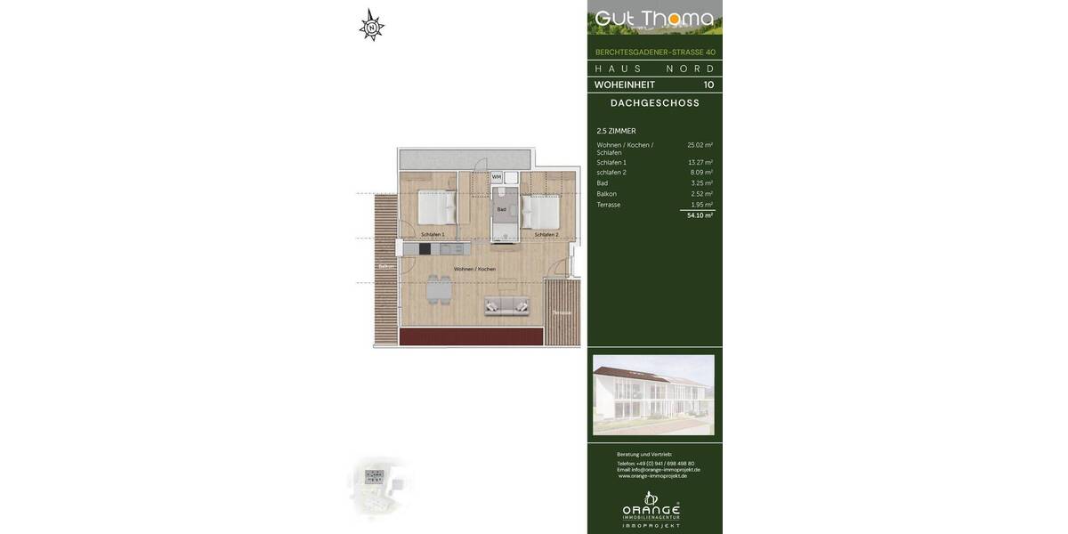 Etagenwohnung Bayerisch Gmain - 2 Zimmer, 54 m&sup2;, 404.000&euro; | Angebot:25957285