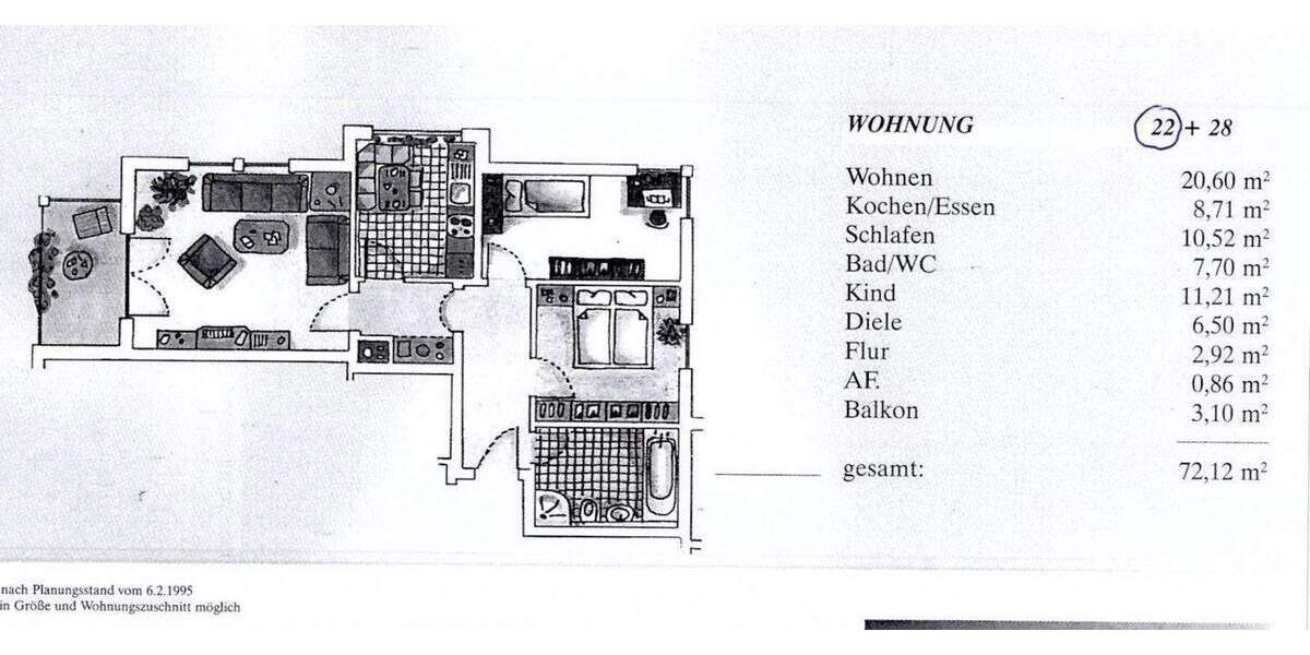 Etagenwohnung Freilassing - 3 Zimmer, 72 m&sup2;, 339.000&euro; | Angebot:26092607