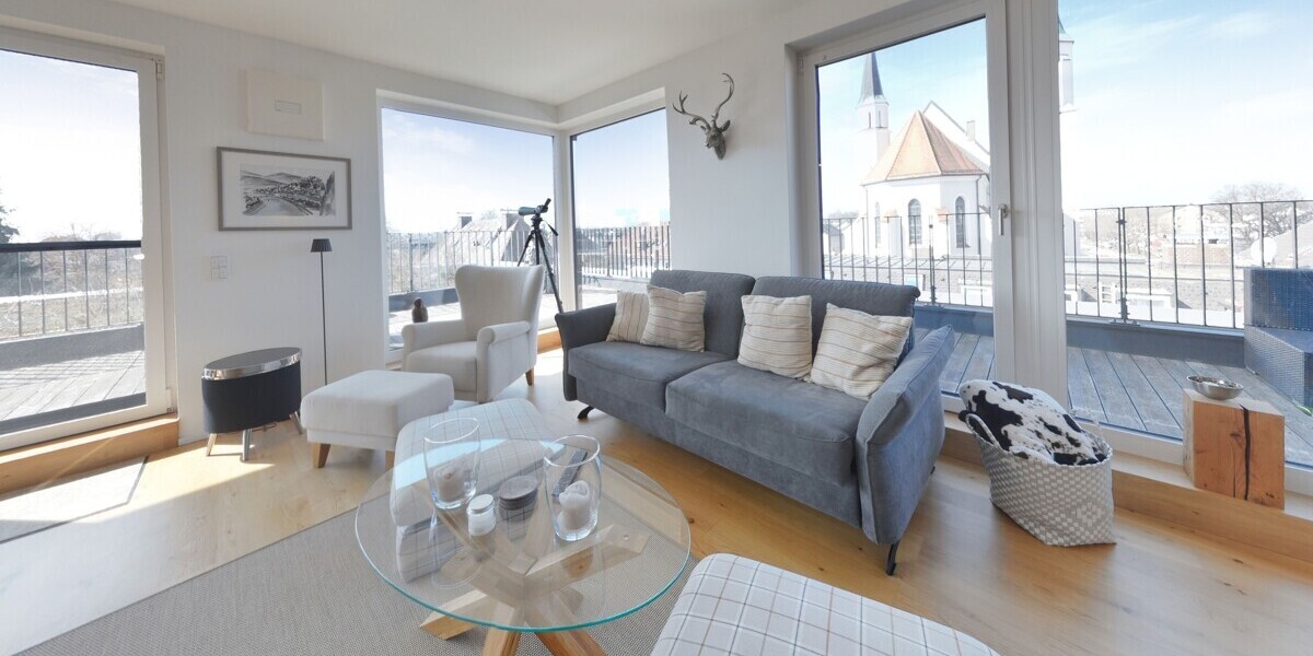 Exklusives Penthouse mit Alpenblick – stilvolles Wohnen nahe Salzburg - voll möbliert - Etagenwohnung Freilassing Freilassing | Angebot:26481393