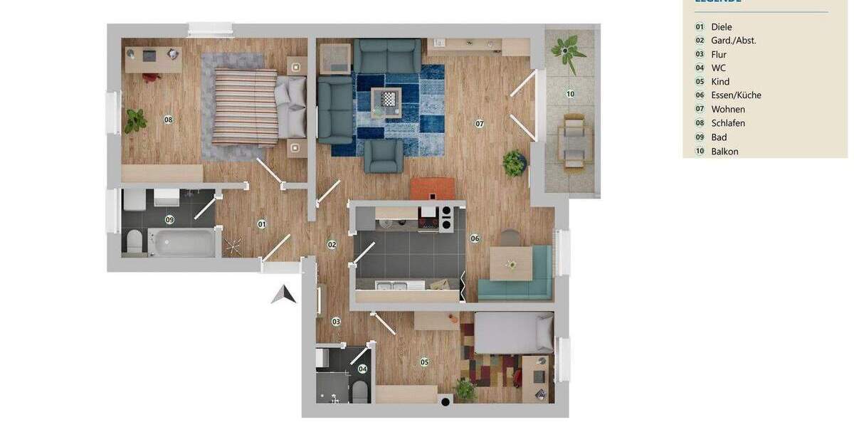 Etagenwohnung Freilassing - 3 Zimmer, 81 m&sup2;, 299.000&euro; | Angebot:25689998