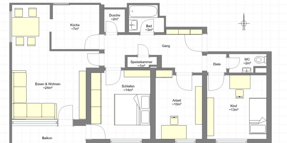 Etagenwohnung Traunreut Irsing - 4 Zimmer, 91 m&sup2;, 299.000&euro; | Angebot:25716525
