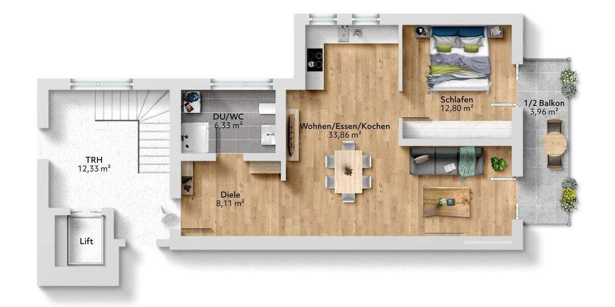 Etagenwohnung Bad Reichenhall - 2 Zimmer, 63 m&sup2;, 411.000&euro; | Angebot:25743780