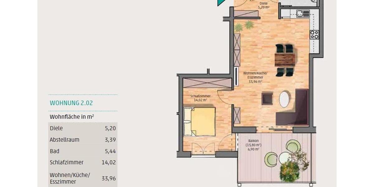 Etagenwohnung Trostberg - 2 Zimmer, 68 m&sup2;, 776&euro; | Angebot:27606189
