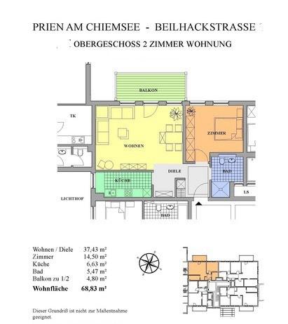 Etagenwohnung Prien am Chiemsee - 2 Zimmer, 68 m&sup2;, 385.000&euro; | Angebot:26993182