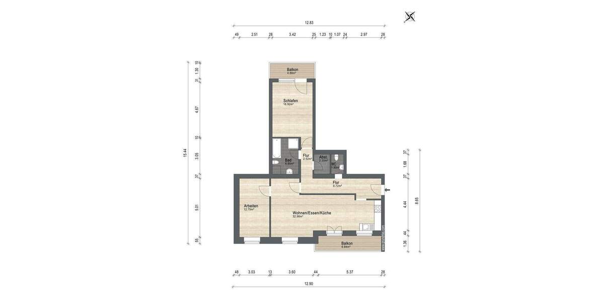 Etagenwohnung Bad Reichenhall - 3 Zimmer, 91 m&sup2;, 559.000&euro; | Angebot:25717511