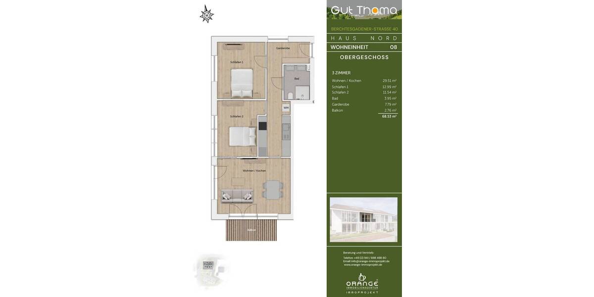 Etagenwohnung Bayerisch Gmain - 3 Zimmer, 68 m&sup2;, 513.000&euro; | Angebot:25968771