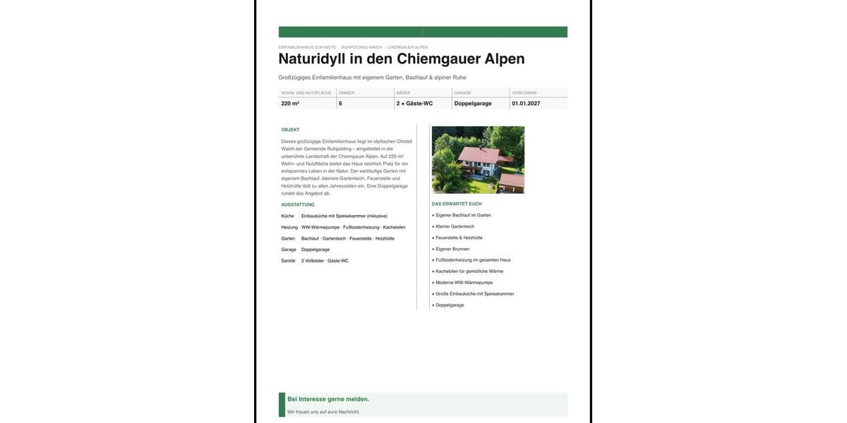 Einfamilienhaus Ruhpolding - 6 Zimmer, 220 m&sup2;, 2.800&euro; | Angebot:27617146