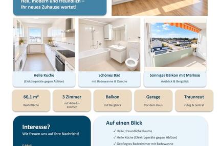 Wohnung Traunreut Irsing - 3 Zimmer, 66 m&sup2;, 780&euro; | Angebot:27607631