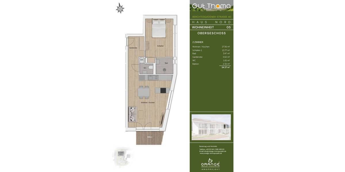 Etagenwohnung Bayerisch Gmain - 2 Zimmer, 54 m&sup2;, 409.000&euro; | Angebot:25996248